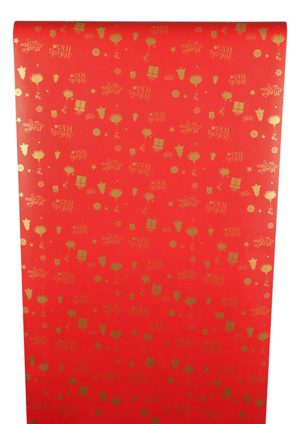 Festive red coated kraft Sofia gift wrap 0.70x100m