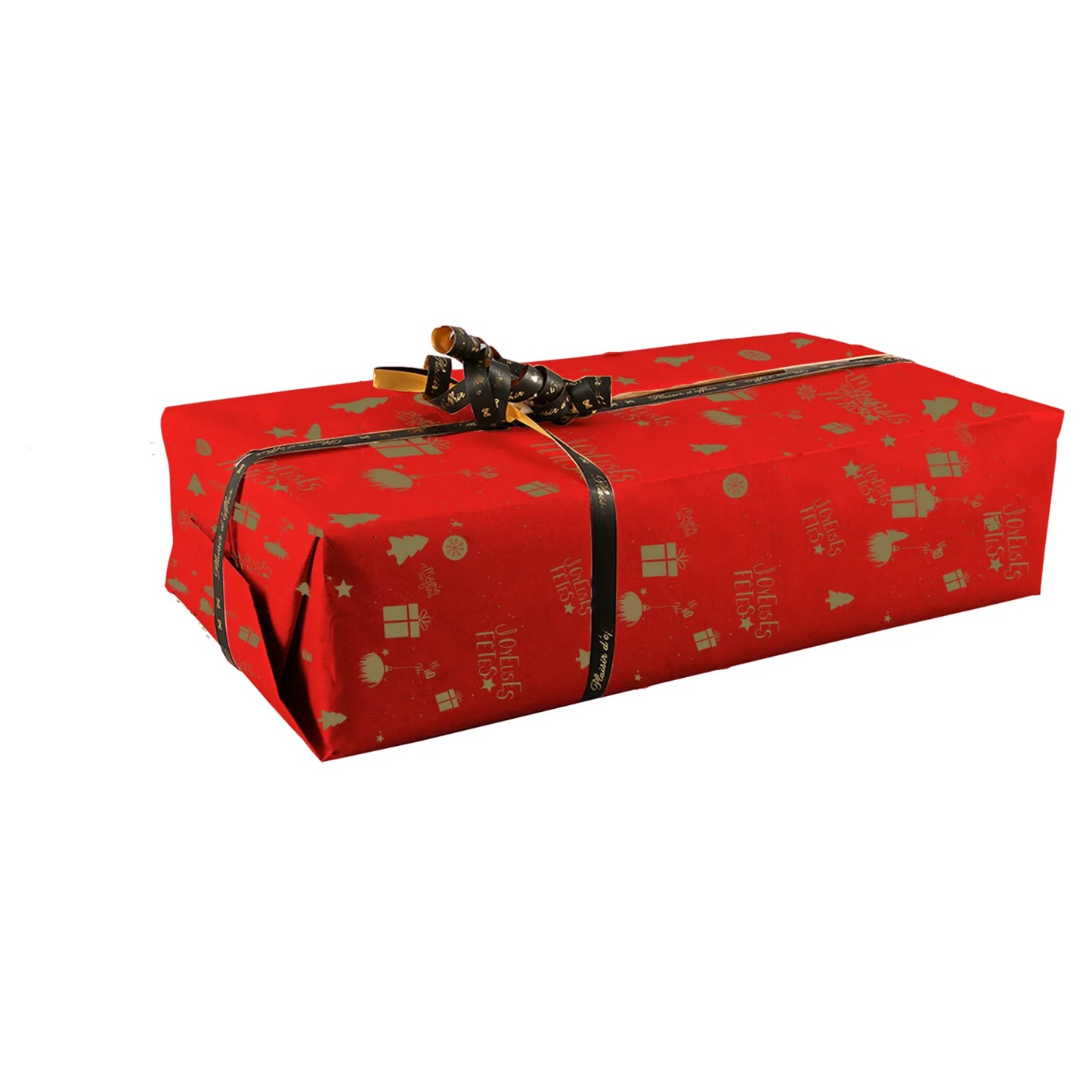 Festive red coated kraft Sofia gift wrap 0.50x200m