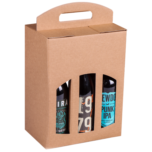 Atlanta kraft cardboard suitcase containing 6 x 33cl beers (long neck type)