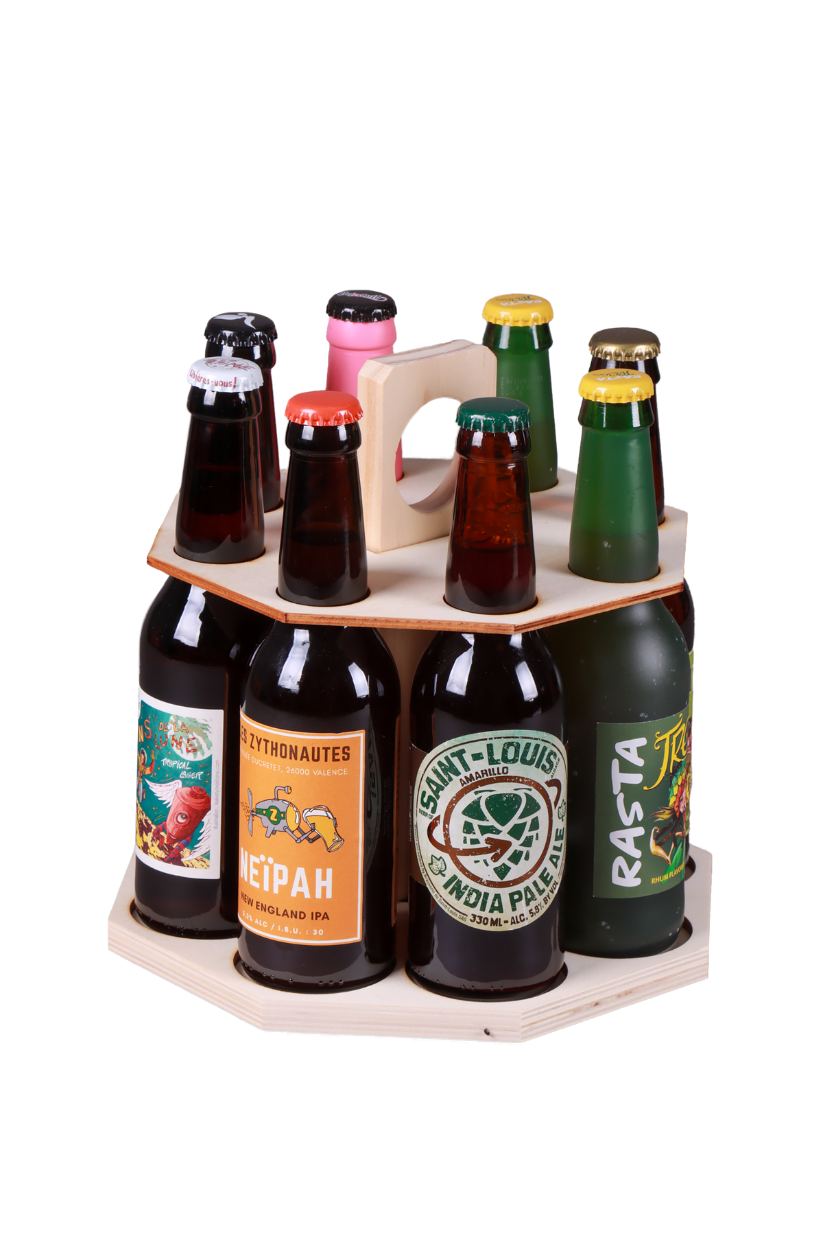 Carrousel à bière bois 8 bières 33cl (type long neck) Twist - Enzo