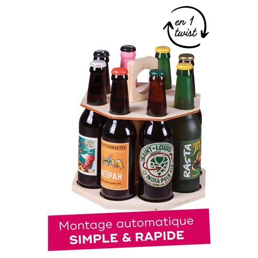 Enzo wooden beer carousel for 8 x 33cl beers (long neck type) Twist