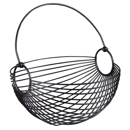 Pablo round black metal basket 25x12/16cm