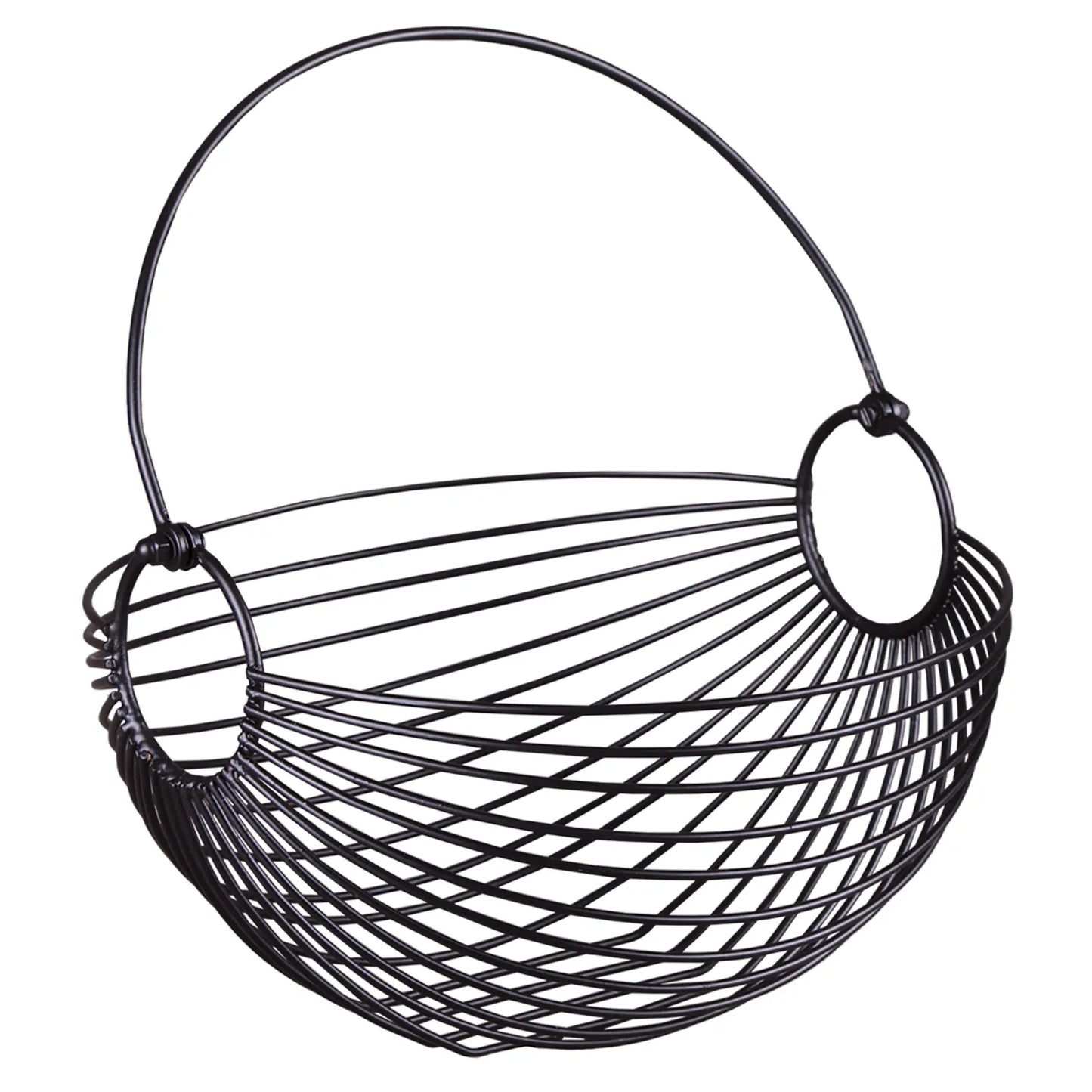 Pablo round black metal basket 30x13/17cm