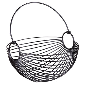 Pablo round black metal basket 30x13/17cm