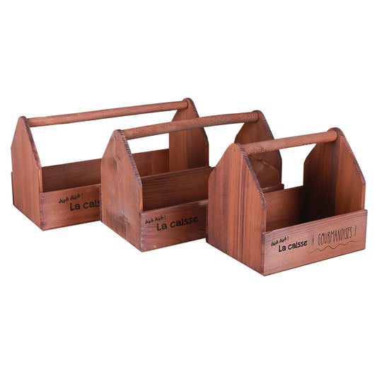 Panier Gustave bois 40x18x8/20cm - La caisse à gourmandises