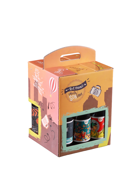 Valisette box carton 9 bières 18,2x18,2x24cm personnalisé