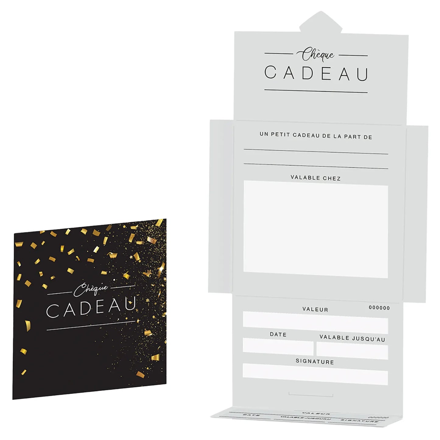 Petra gift certificate, black/gold, 12.5x12.5cm