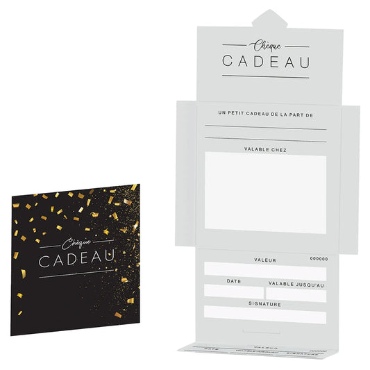 Petra gift certificate, black/gold, 12.5x12.5cm