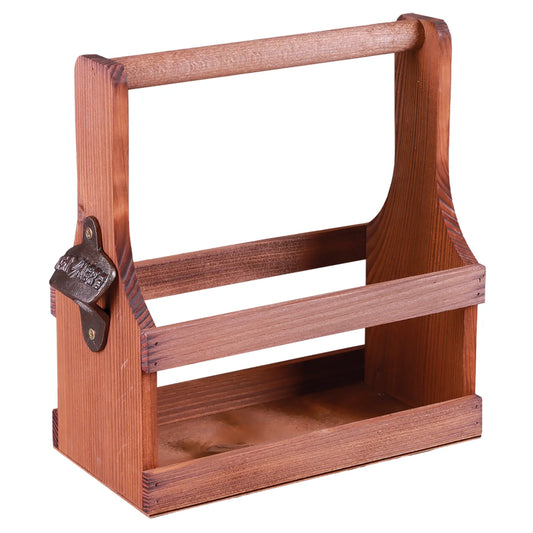 Calypso wooden basket 8 x 33cl long neck beers bottle opener