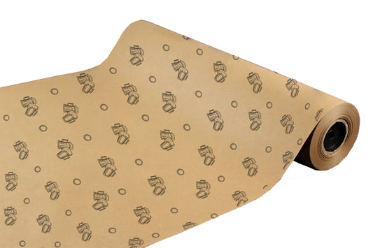 Brown/Black Recycled Kraft Mug Gift Wrap 0.70x100m