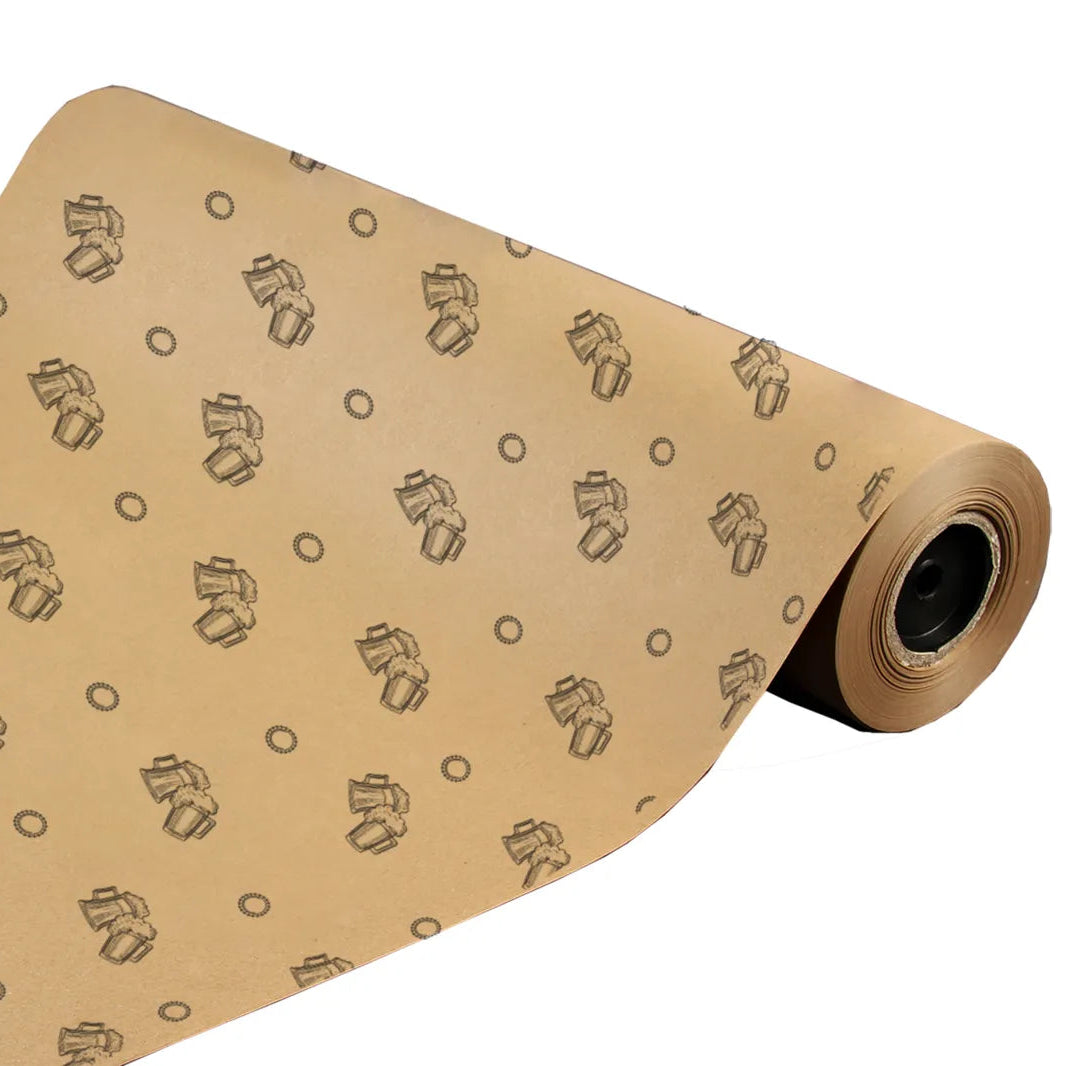 Brown/Black Recycled Kraft Gift Wrap Mug Wrap 0.50x200m