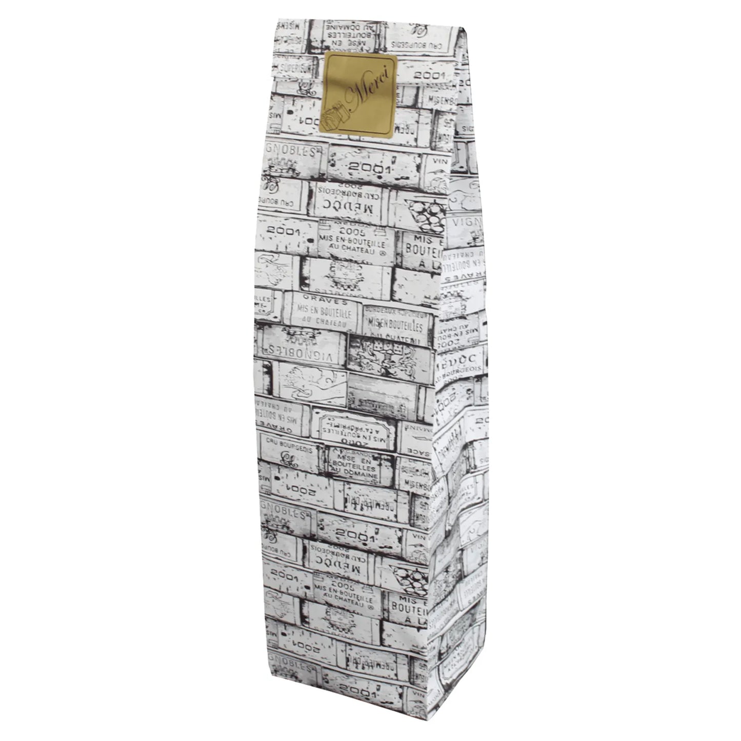 Eco-friendly kraft paper bag, white and anthracite, 1 bottle