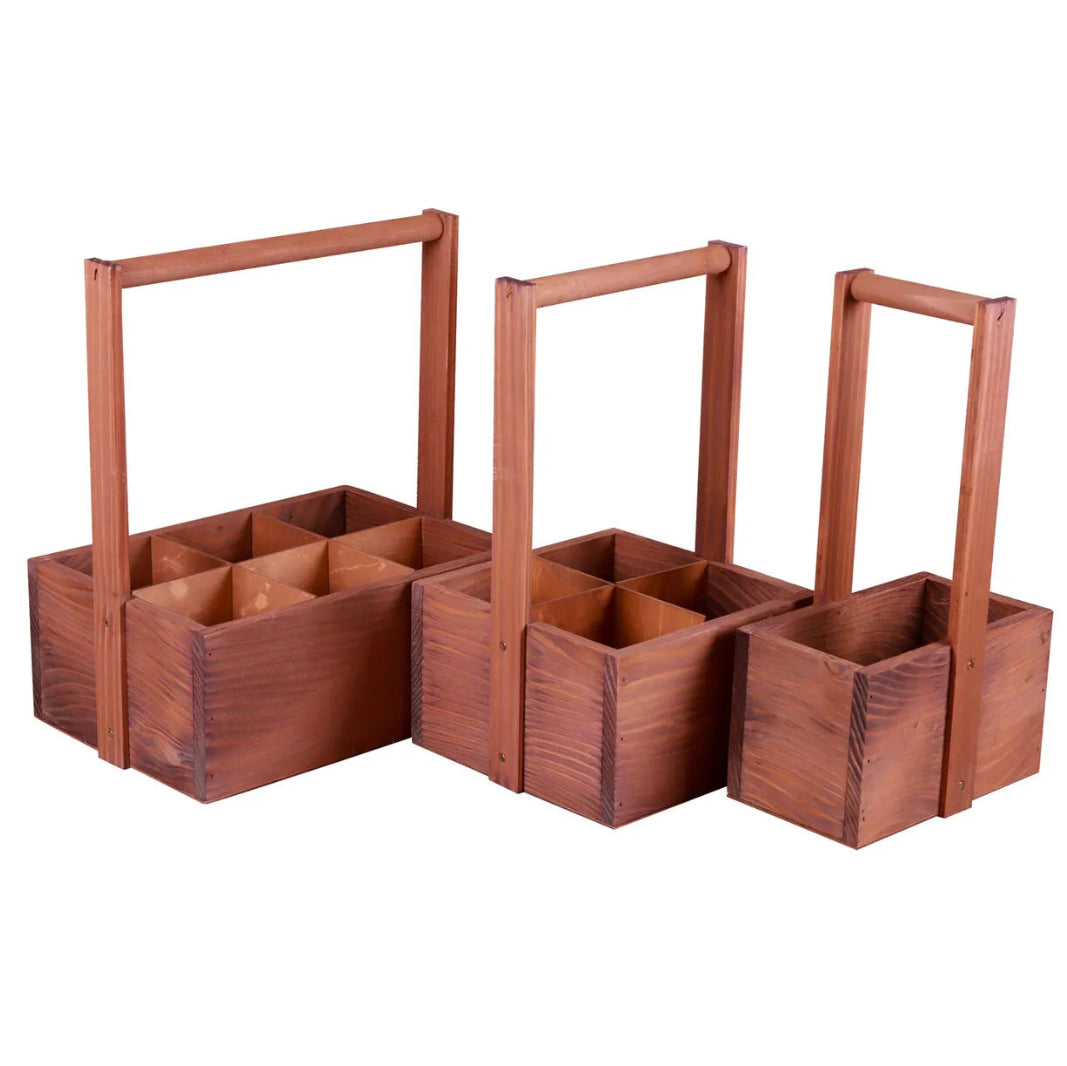 Panier Bruno bois 4 bouteilles