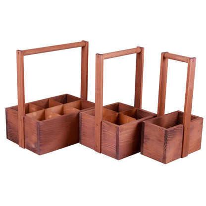 Panier Bruno bois 4 bouteilles