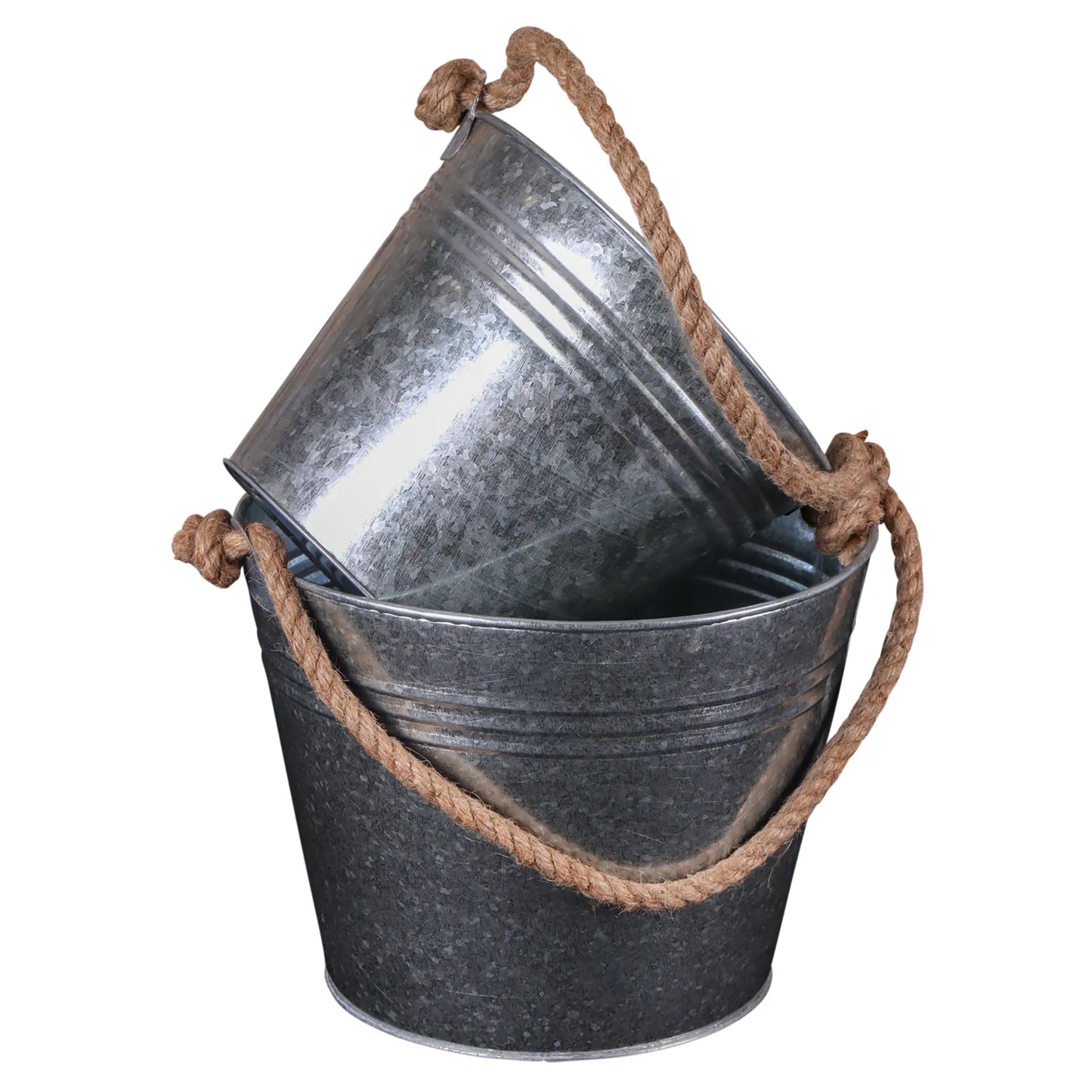 Fredo metal bucket with rope handle Ø20/14x16cm