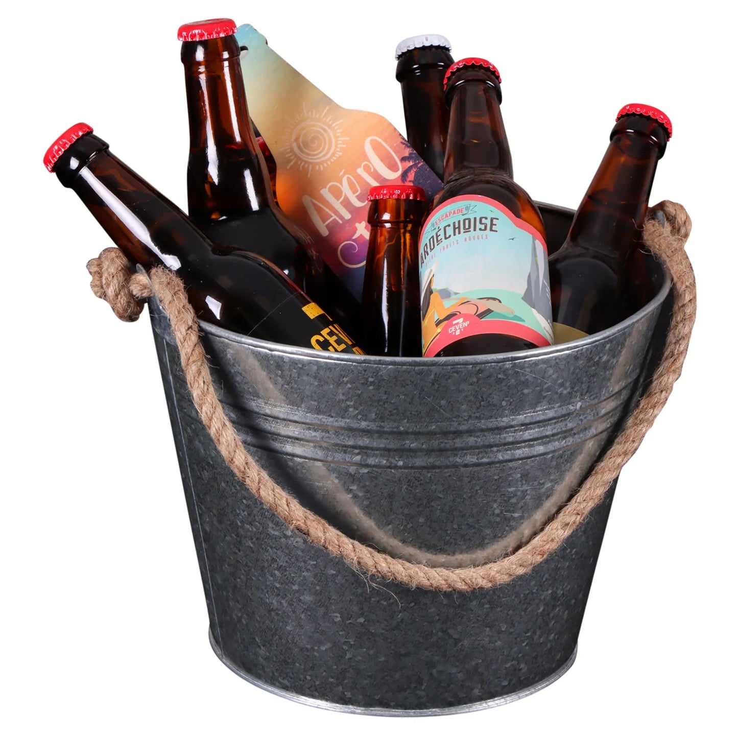 Fredo metal bucket with rope handle Ø25/18x19cm