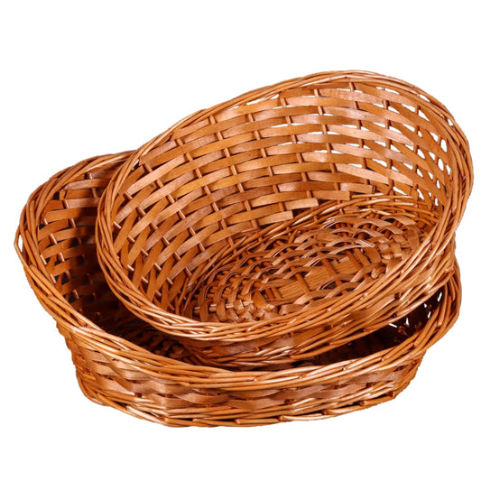 Corbeille Ambre osier/bois brun clair asymétrique 43x35x6/18cm