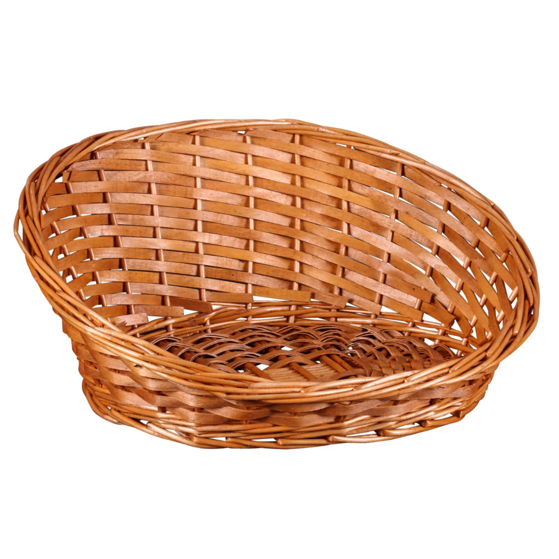 Corbeille Ambre osier/bois brun clair asymétrique 43x35x6/18cm