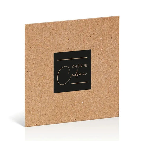 Chèque cadeau Atlanta kraft/noir pré-imprimé 12.5x12.5cm