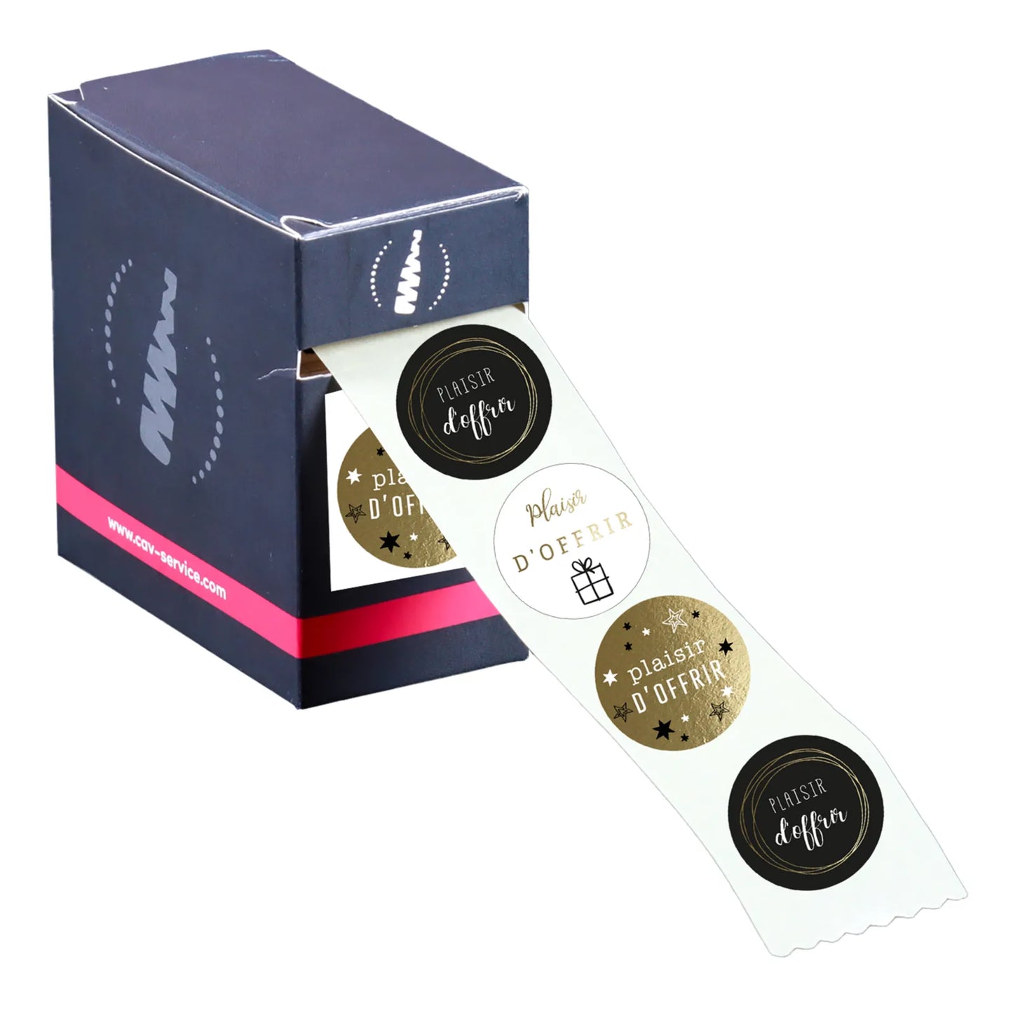 Etiquette adhésive ronde - Plaisir dOffrir (set de 3 panachées-boite de 500)