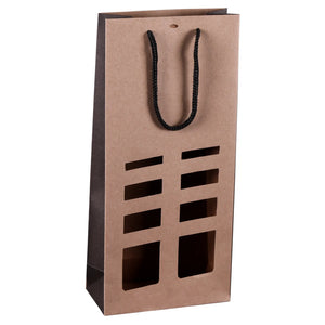 Elusa kraft paper bag with 2 window bottles