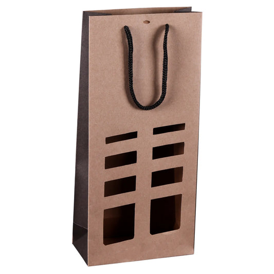 Sac Elusa papier kraft 2 bouteilles fenêtres