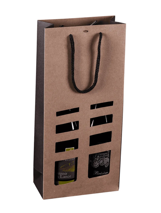 Sac Elusa papier kraft 2 bouteilles fenêtres