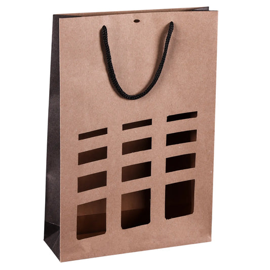 Sac Elusa papier kraft 3 bouteilles fenêtres