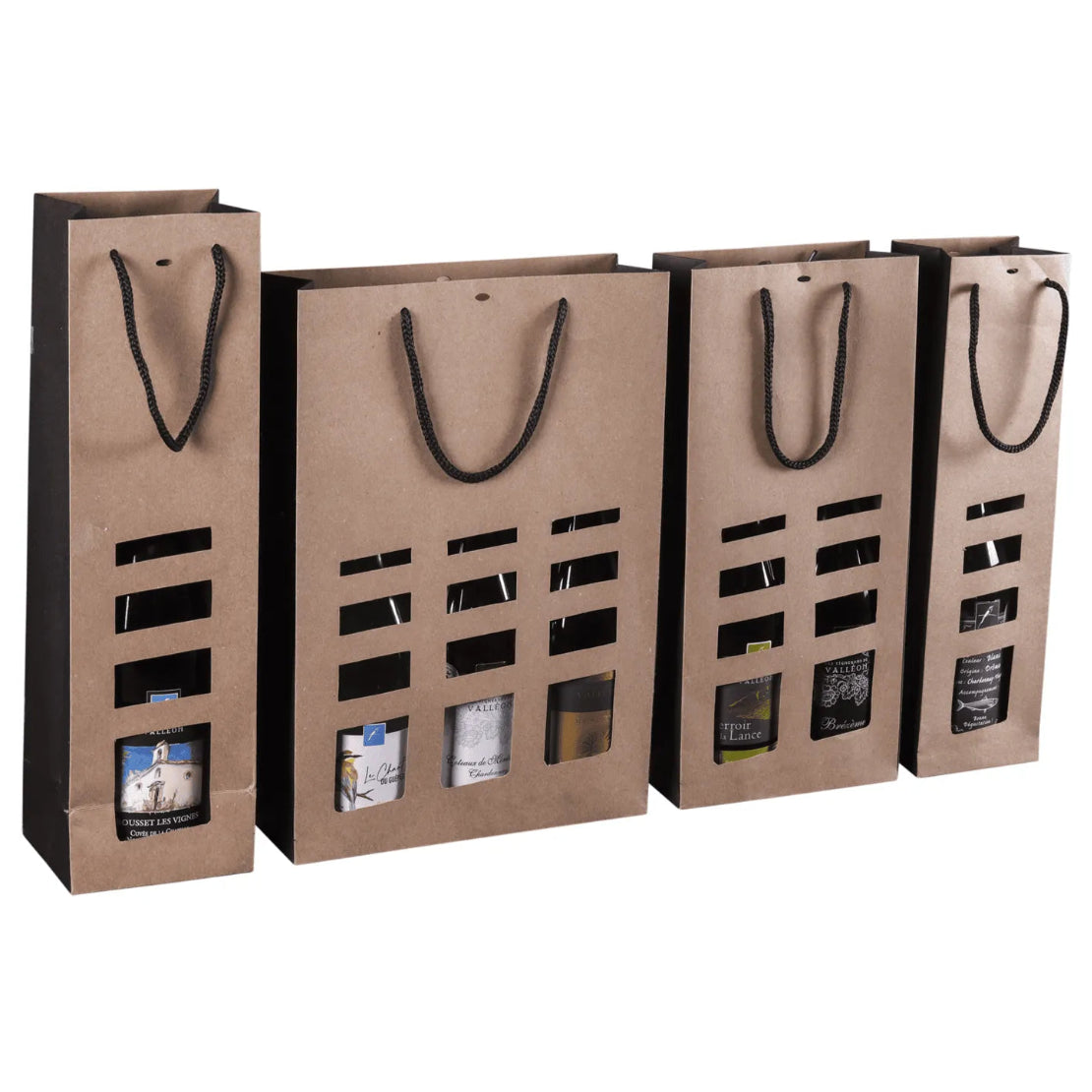 Elusa kraft paper bag with 1 bottle and windows