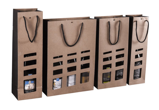 Sac Elusa papier kraft 1 bouteille fenêtres
