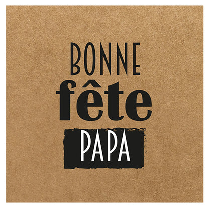 Etiquette adhésive carrée kraft/noir/blanc - Bonne Fête Papa (boîte de 500)