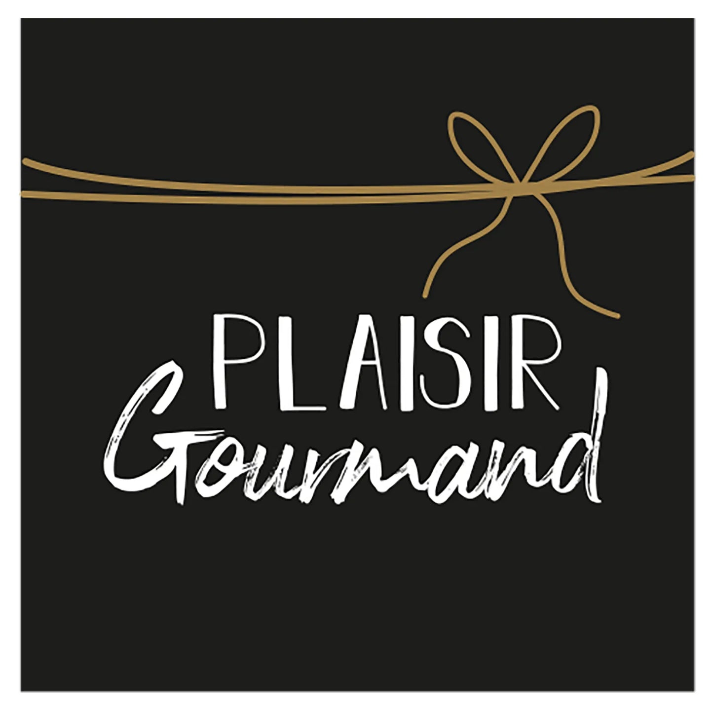 Etiquette adhésive carrée noir/blanc - Plaisir Gourmand (boîte de 500)