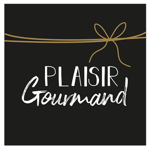 Etiquette adhésive carrée noir/blanc - Plaisir Gourmand (boîte de 500)