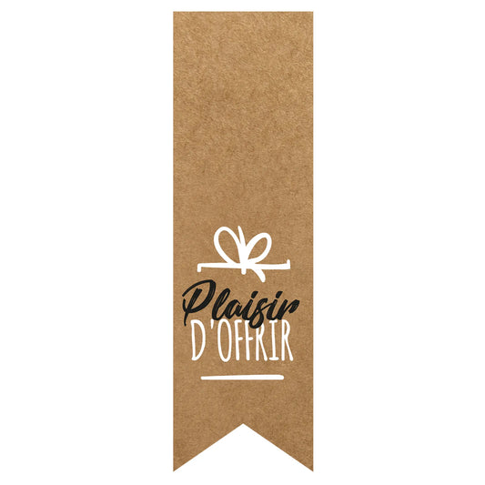 Kraft/black/white adhesive closure label - Plaisir d'Offrir (box of 200)