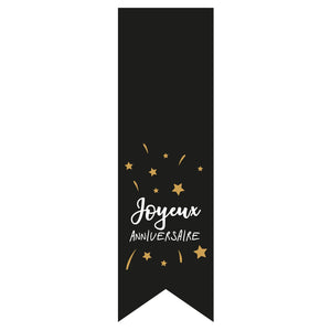Black/white adhesive closure label - Happy Birthday (box of 200)