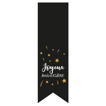 Black/white adhesive closure label - Happy Birthday (box of 200)