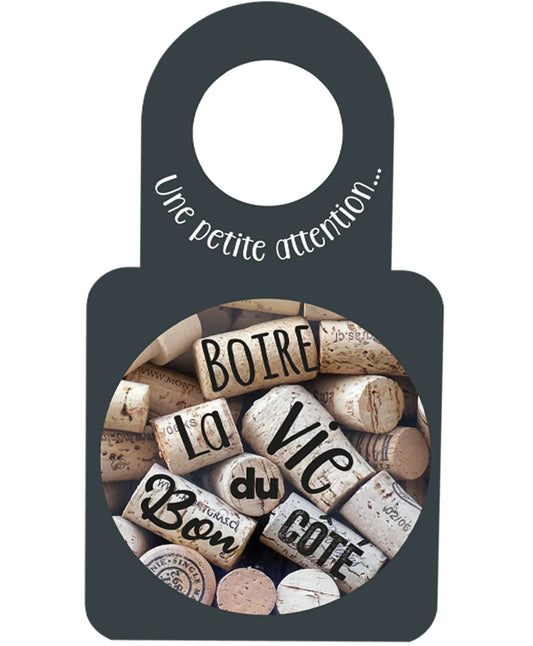 Message card/Victoria bottle neck with anti-drip disc - Drink up on life...