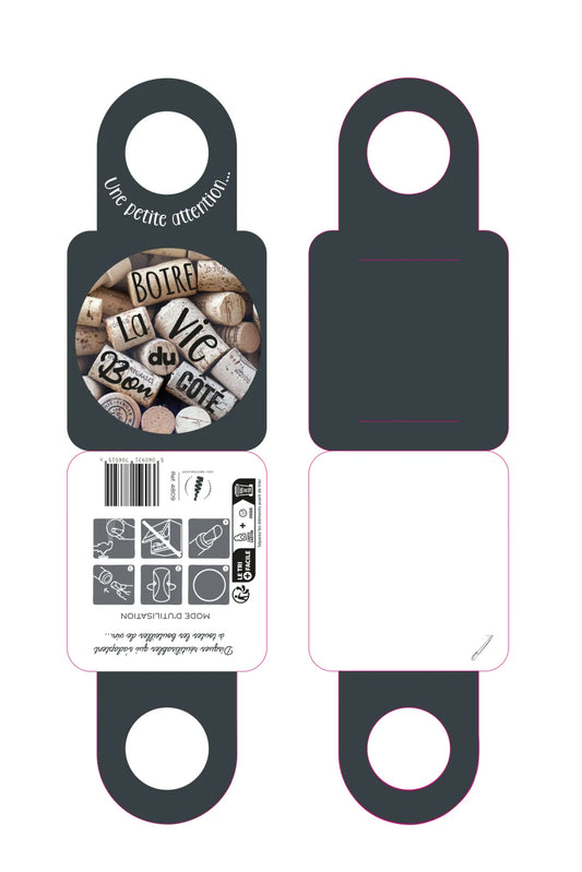 Message card/Victoria bottle neck with anti-drip disc - Drink up on life...