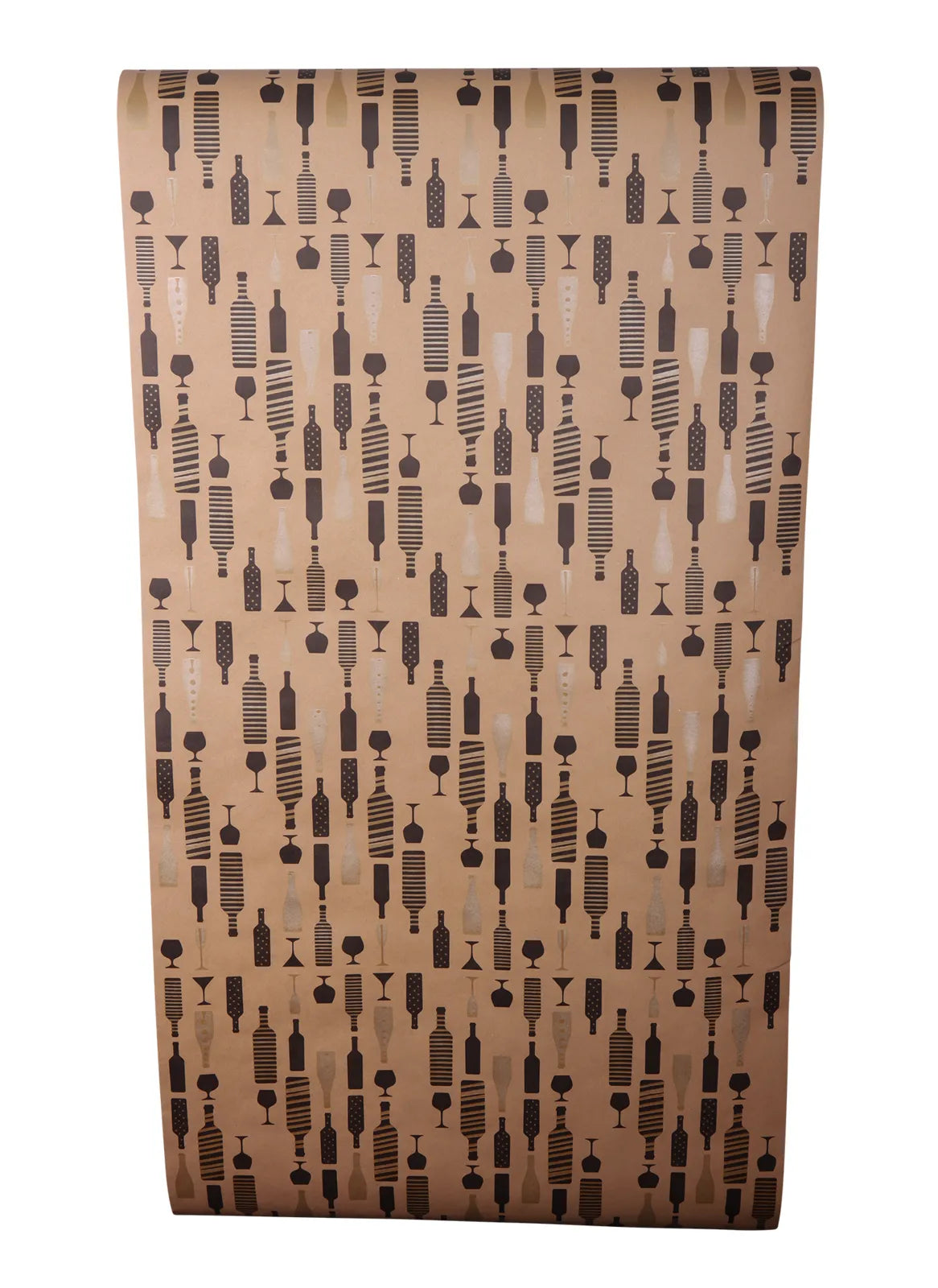 Recycled kraft-flavored gift wrap, brown/black/gold, 0.50 x 200 m