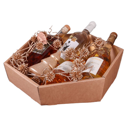 Atlanta cardboard asymmetrical hexagonal basket 41x37x8/12cm