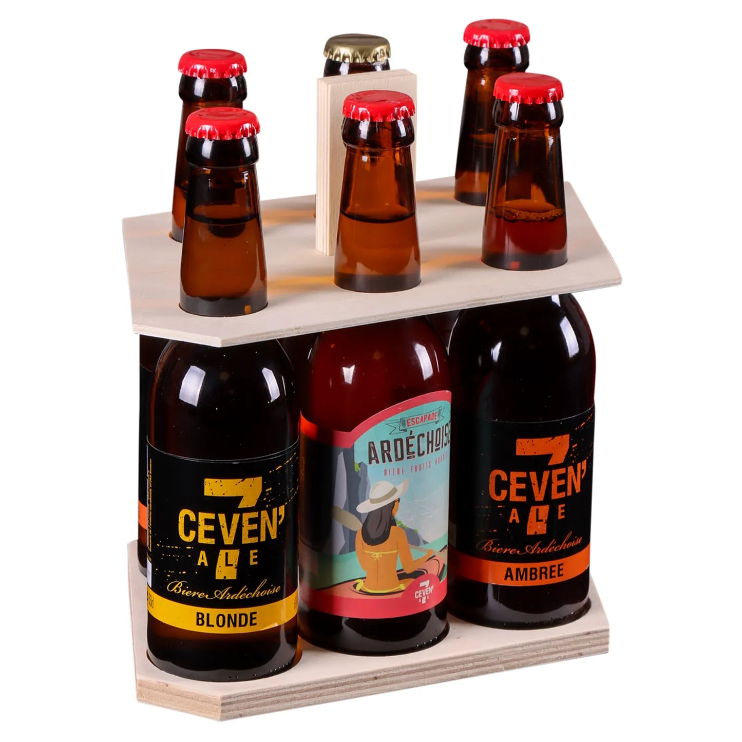 Support Raft beer Teddy bois 6 bières 33cl (type long neck)