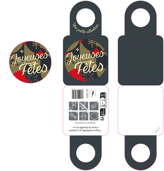 Message card/Victoria bottle neck with anti-drip disc - Ravenna/Happy Holidays