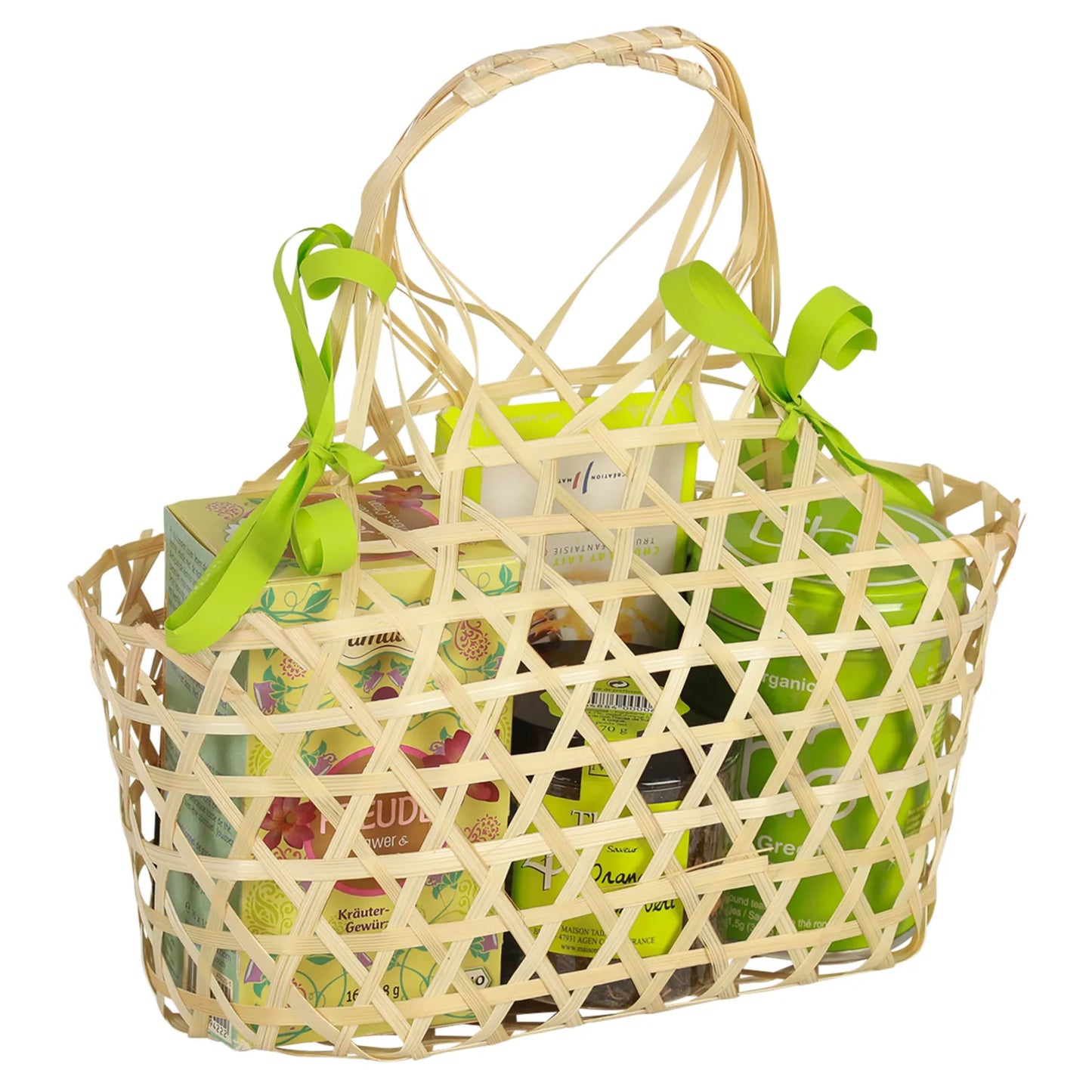 Lio openwork basket, natural bamboo, oval, 25x12x12/24cm