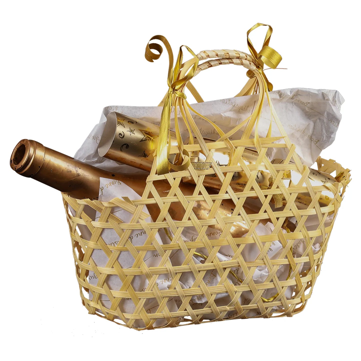 Lio openwork basket, natural bamboo, oval, 25x12x12/24cm