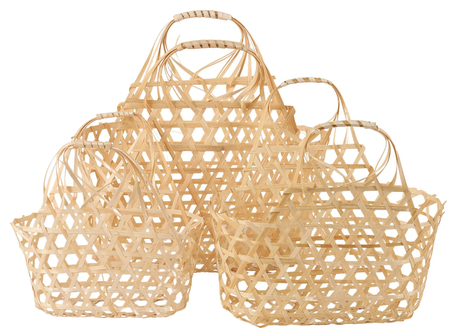 Lio openwork basket, natural bamboo, oval, 29x12x16/29cm