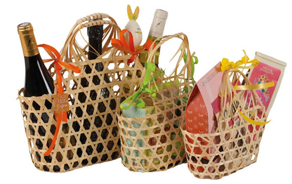 Lio openwork basket, natural bamboo, oval, 29x12x16/29cm