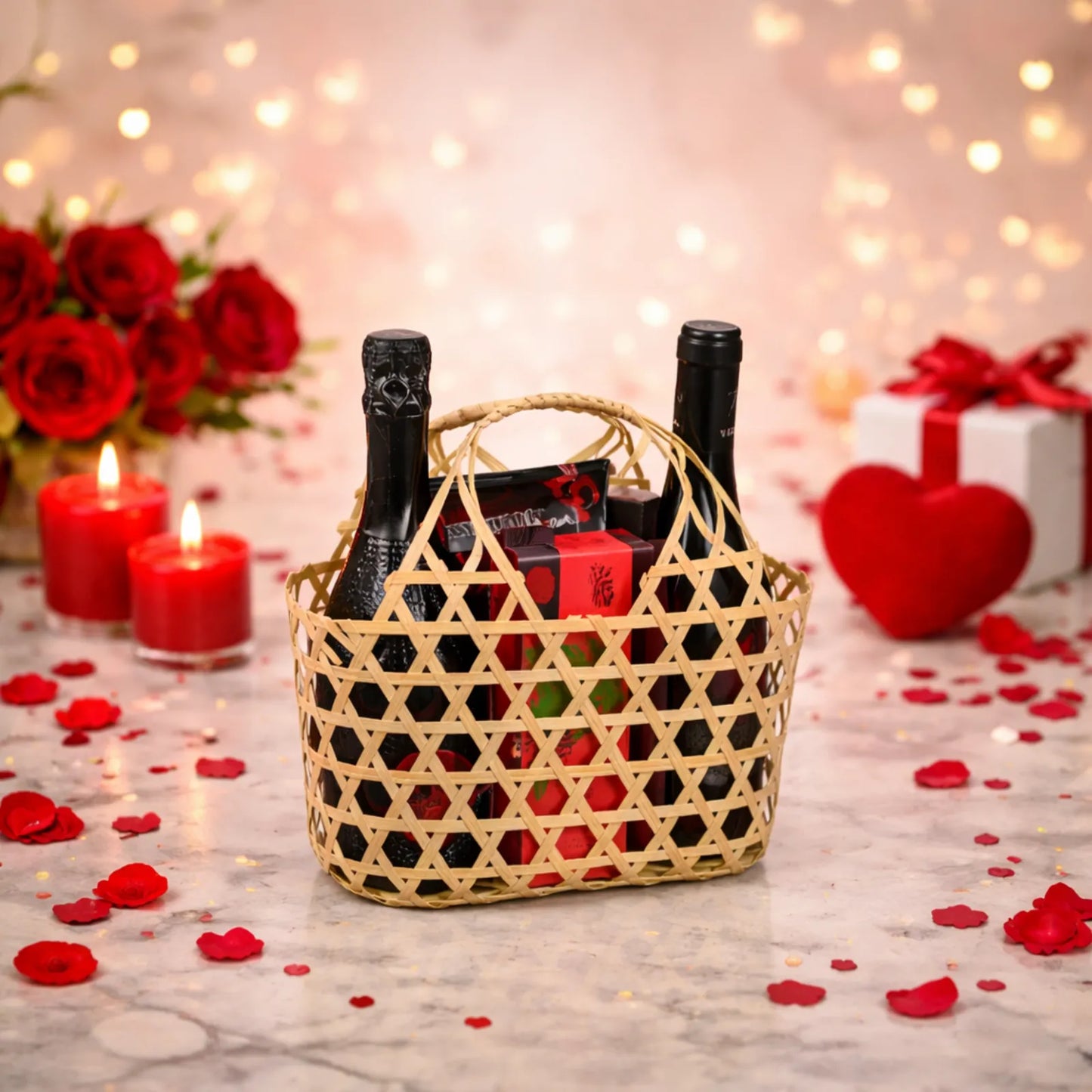 Lio openwork basket, natural bamboo, oval, 29x12x16/29cm