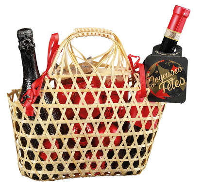 Lio openwork basket, natural bamboo, oval, 29x12x16/29cm