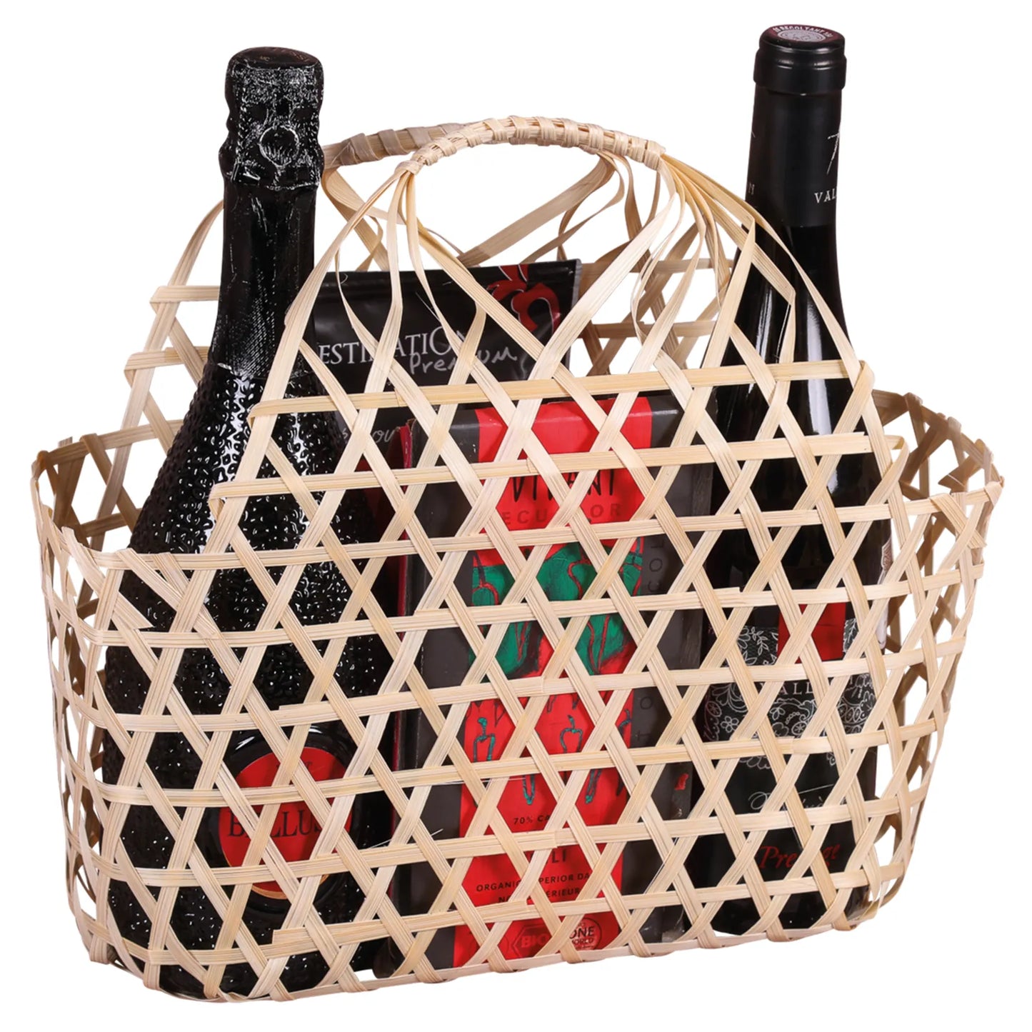 Lio openwork basket, natural bamboo, oval, 29x12x16/29cm