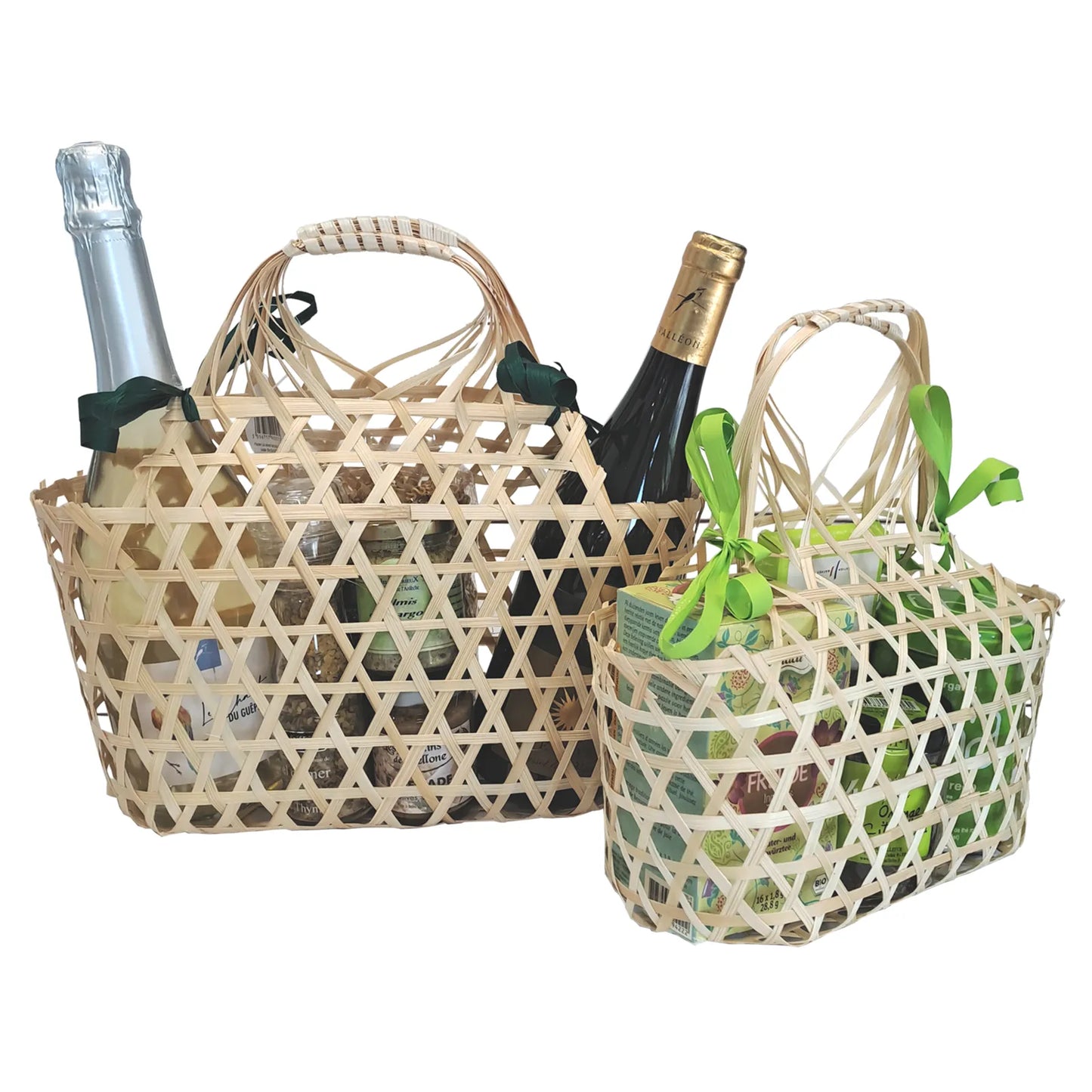 Lio openwork basket, natural bamboo, oval, 25x12x12/24cm